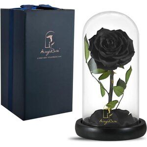 SW Forever Preserved Real Black Rose Flower Birthday Gifts for Mom